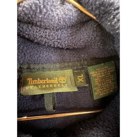 Men's Vintage Timberland Fleece Vest With Zip Pockets. Size XL. Navy Blue - Picture 4 of 4